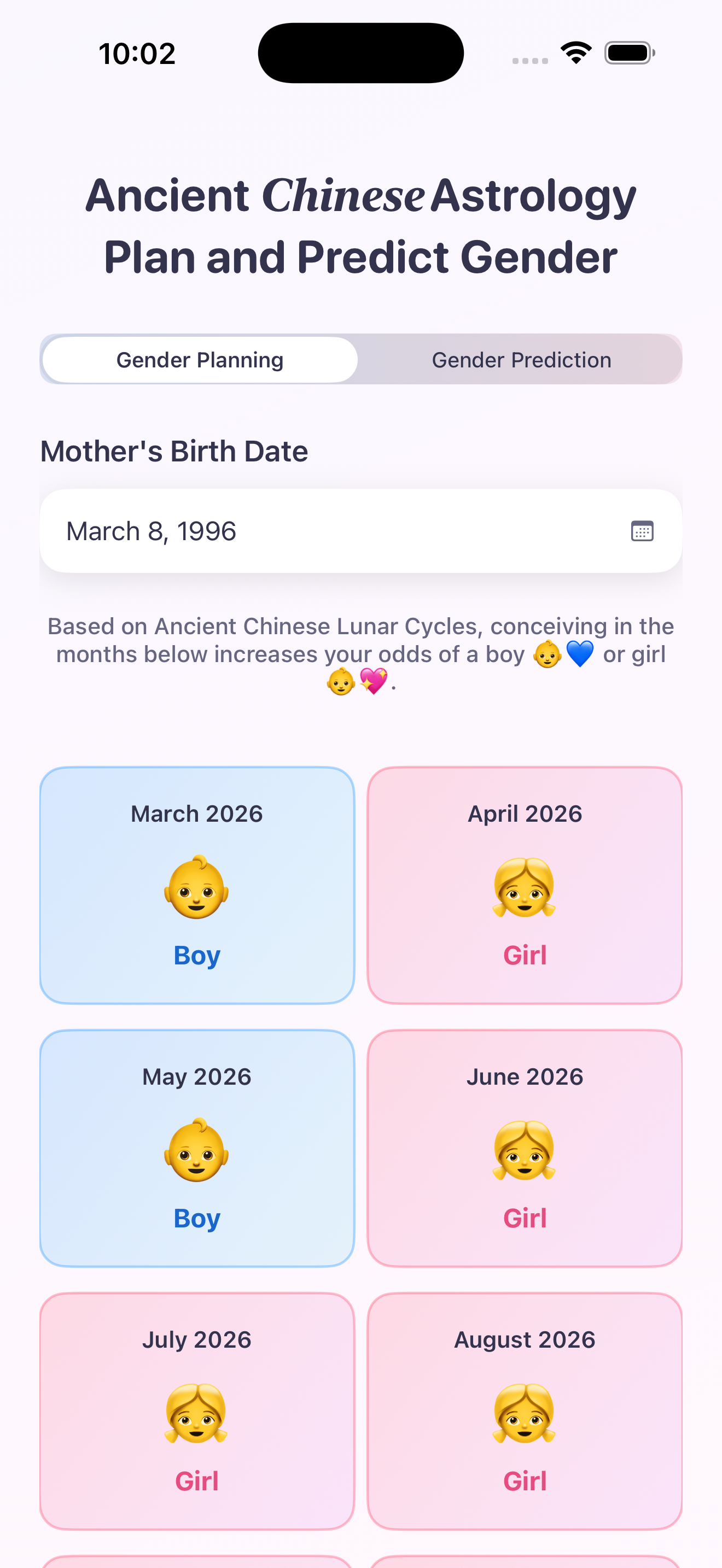 Chinese Gender Predictor - Prediction Screen